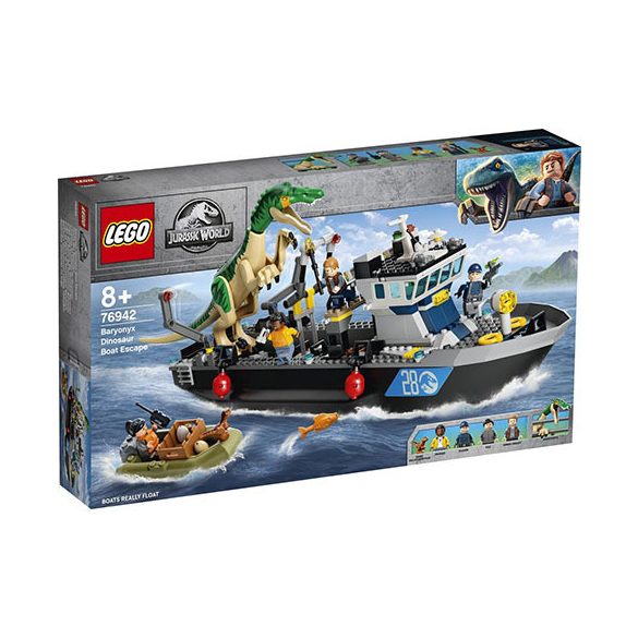 Lego Jurassic World - Baryonyx dinoszaurusz szökés csónakon - 76942