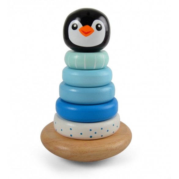 Pingvines Toronyépítő Fából - Kék