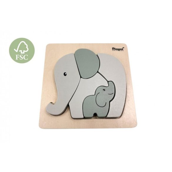 Fa formabeillesztő puzzle - Elefántok - pasztell szürke